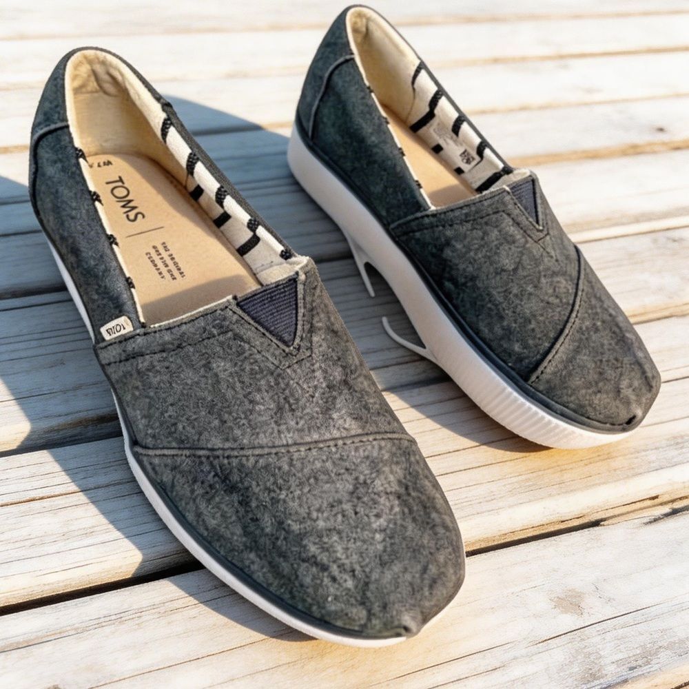 TOMS WOMENS ALPARGATA BLUE VINTAGE CANVAS BOARDWALK SNEAKERS SIZE 7 1/2